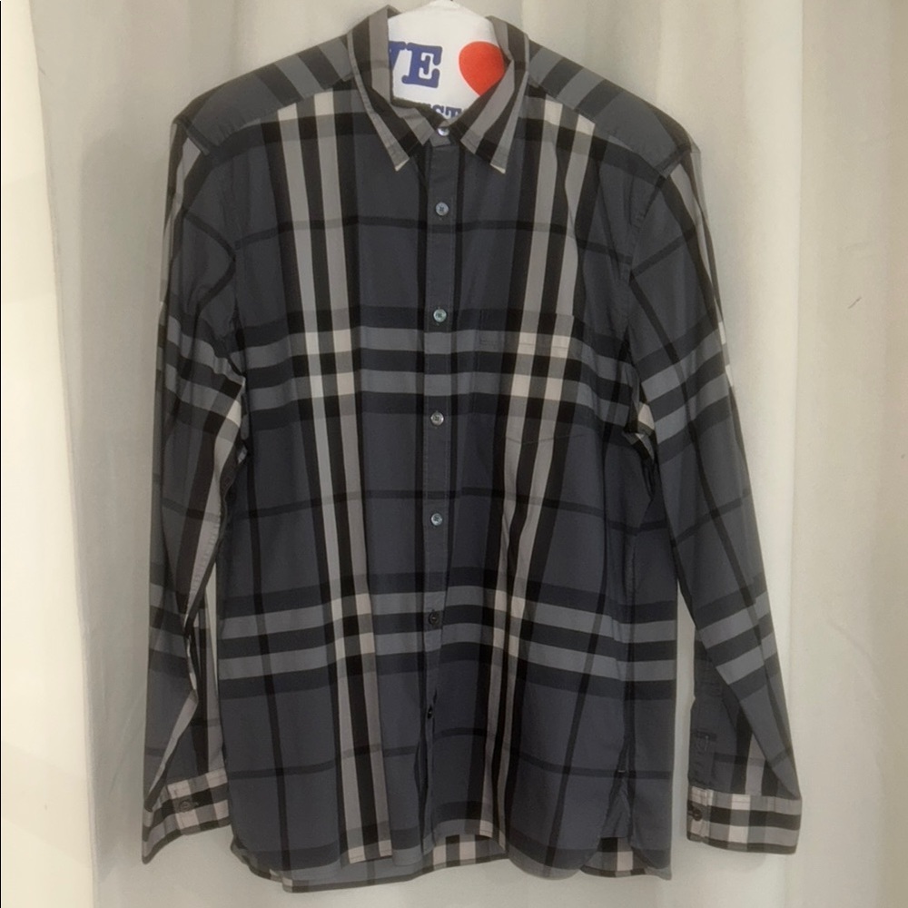 Burberry Gray and Black Casual Button Down Shirt